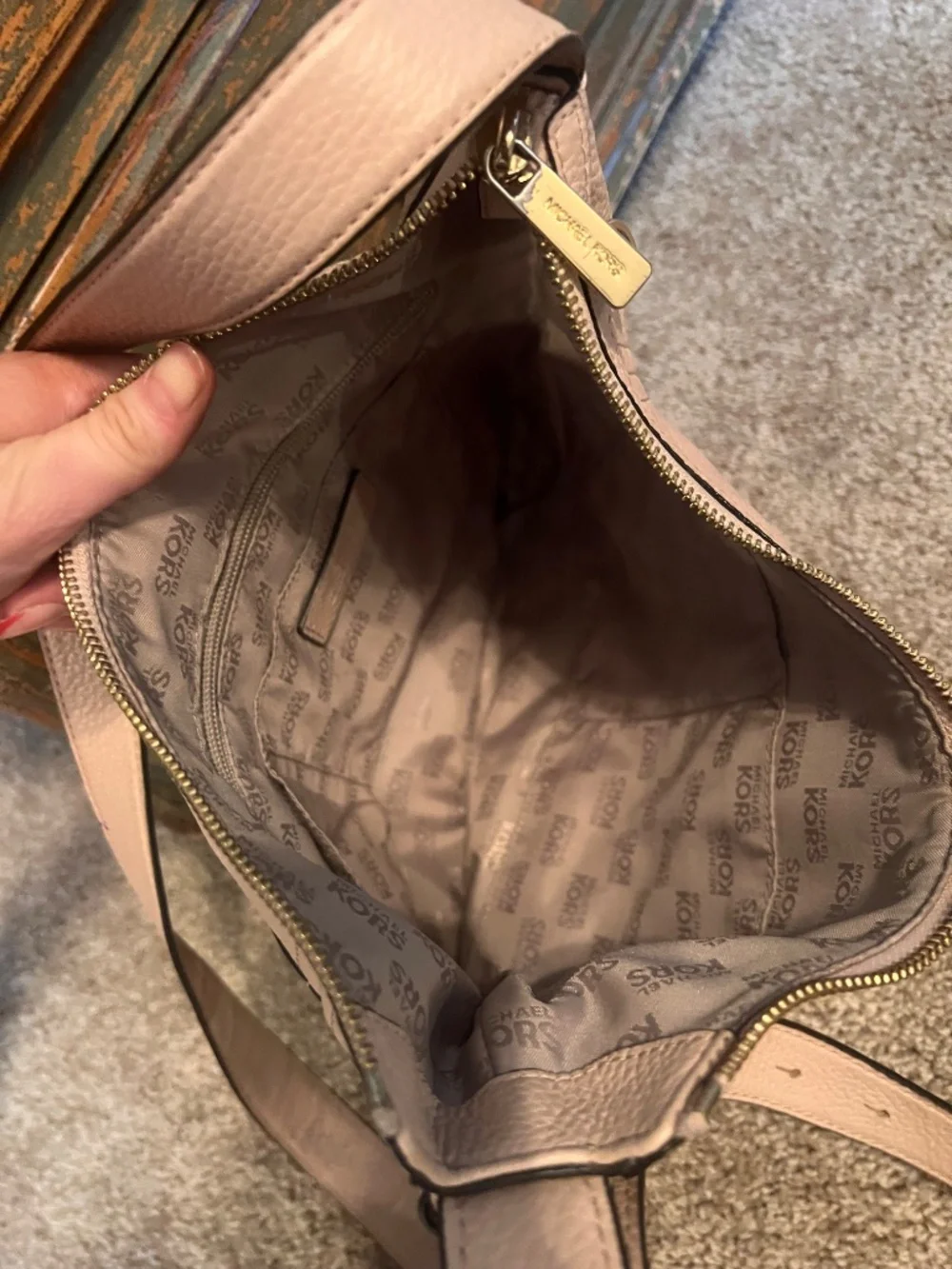 Michael Kors Blush Pink Leather Hobo Bag